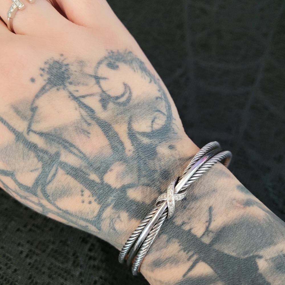 Crossover X Bracelet with Diamonds, 7mm